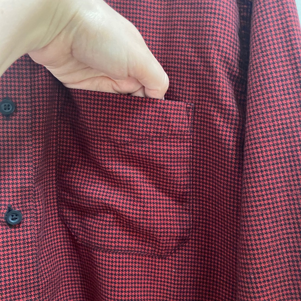 LL Bean Wicked Good Flannel Shirt Men L Red Houndstooth Button Up Cotton Rugged - Picture 4 of 8